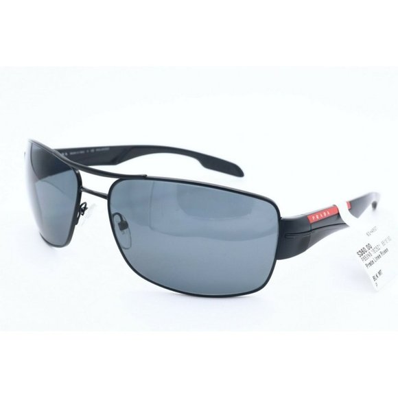 Prada SPR 53NS-1B0-5Z1 Square Black Sunglasses Gray Polarized Lens 65mm (B) - Picture 1 of 7